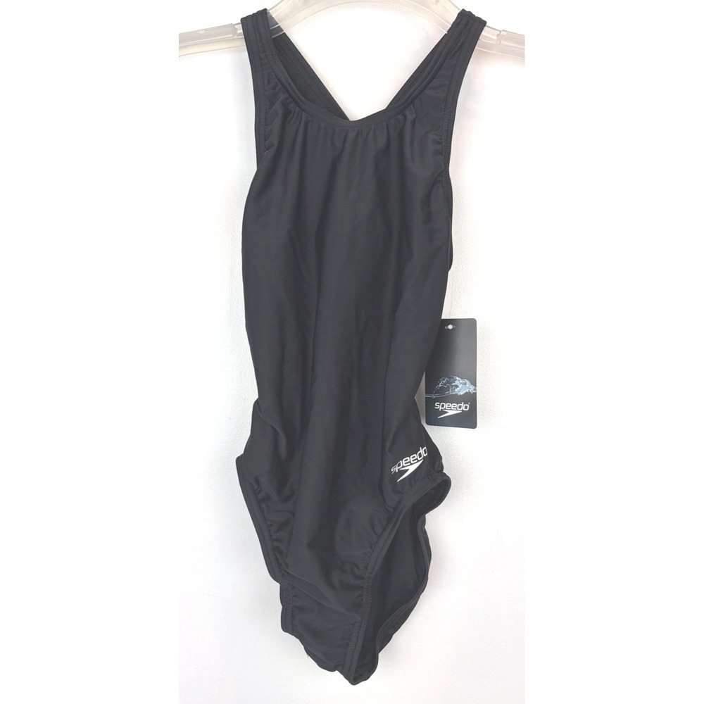 Speedo Womens One Piece Swimsuit Black Size 6/32 New In Box F Competition New